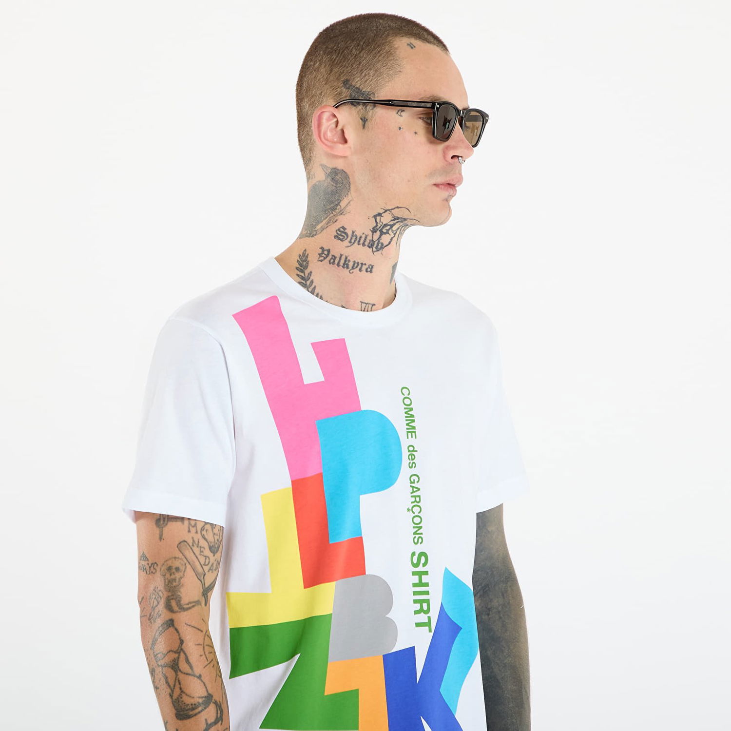 T-paita Comme des Garçons Comme des Garçons SHIRT T-Shirt With Colorful Block Graphic Print Monivärinen | FP-T002-W25 White, 1