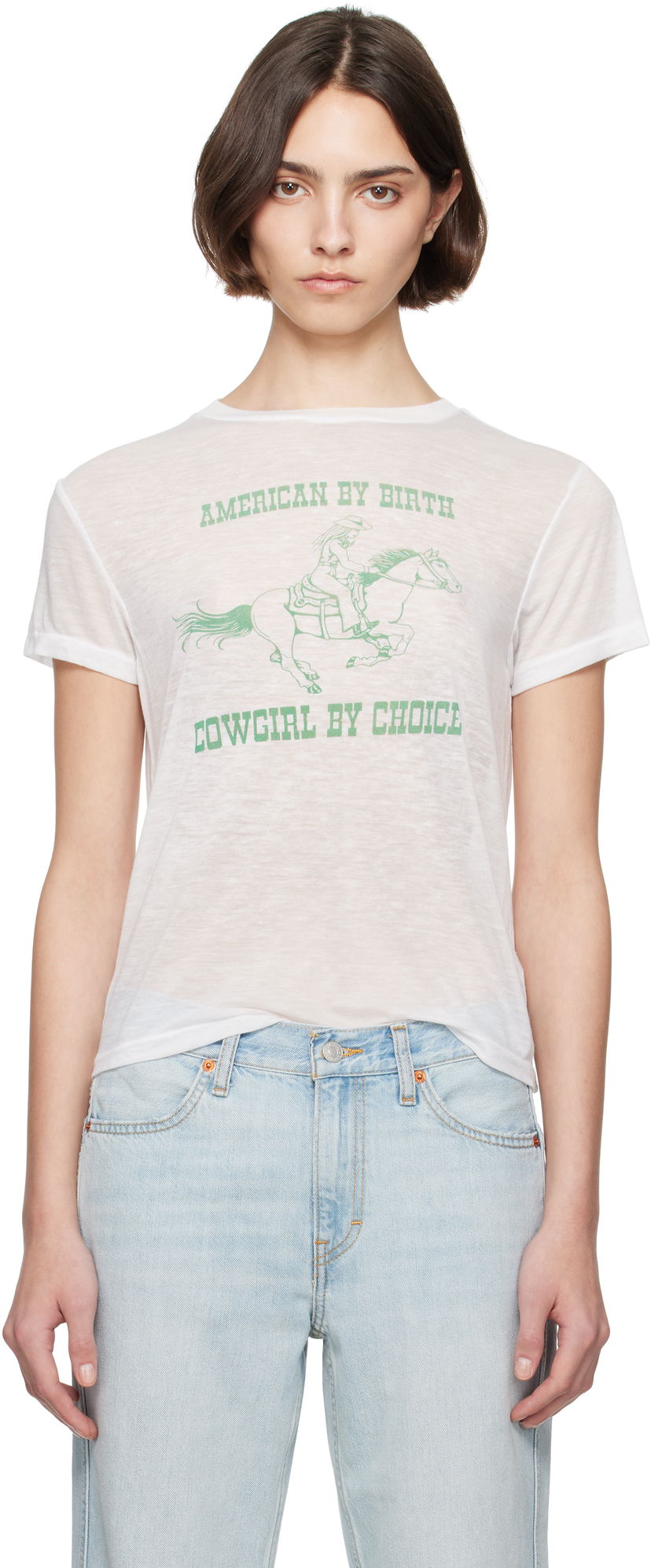 T-paita RE/DONE Re/Done Classic Burnout 'Cowgirl' T-Shirt Valkoinen | 792-02WCGT334
