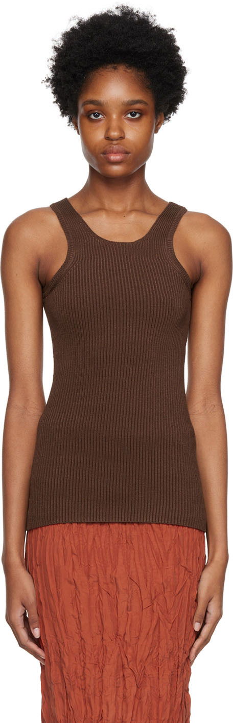 Tankkitoppi TOTEME Curved Compact Tank Top Ruskea | 223-592-320