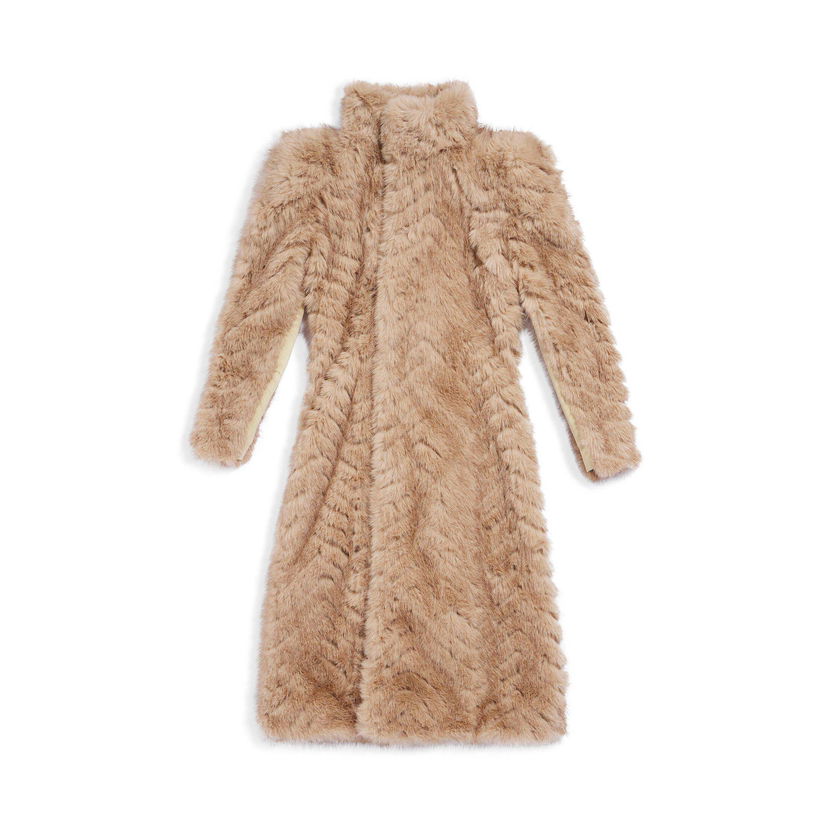 Takit Balenciaga Round Shoulder Fitted Coat Beige | 768930TPQ142602