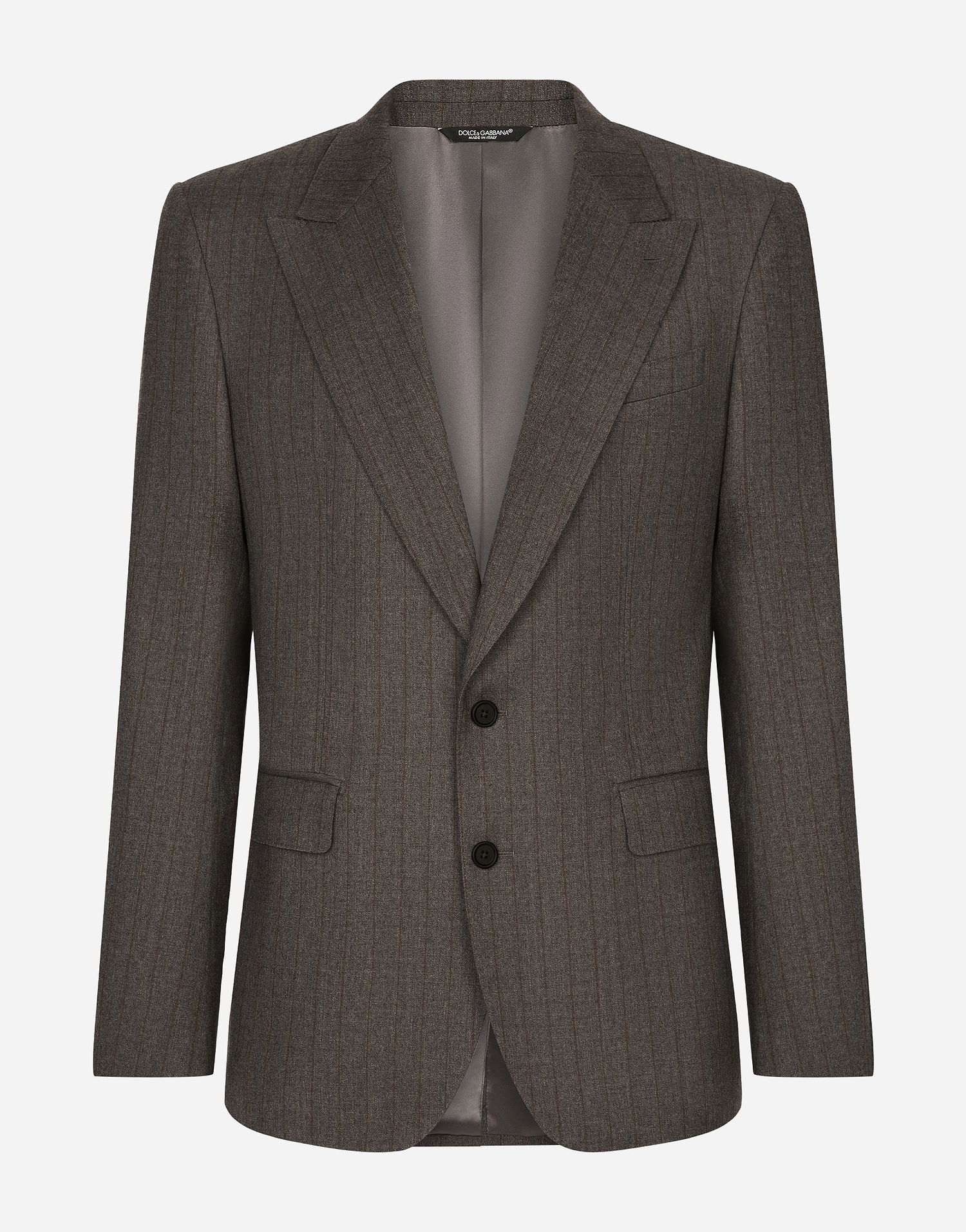Takki Dolce & Gabbana Dolce & Gabbana Single-Breasted Pinstripe Flannel Jacket Harmaa | G2TV4TFRBDFS8051, 0