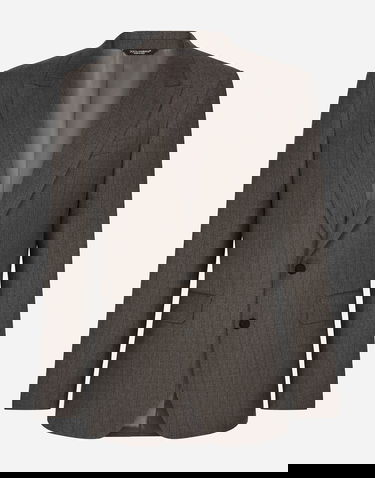 Takki Dolce & Gabbana Dolce & Gabbana Single-Breasted Pinstripe Flannel Jacket Harmaa | G2TV4TFRBDFS8051, 0