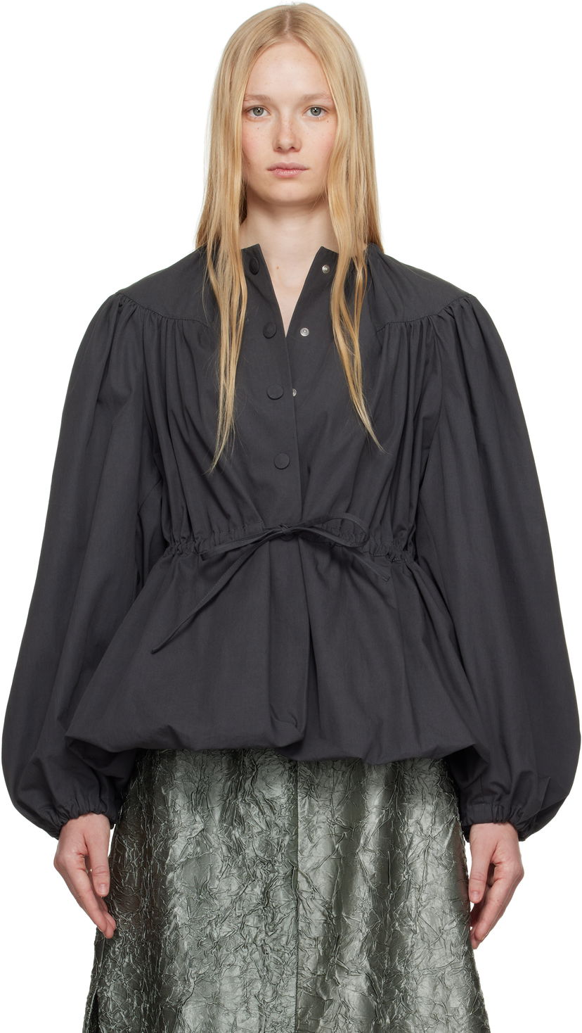 Paita Dries Van Noten Dries Van Noten Drawstring Peplum Top Musta | 251-010501-1449