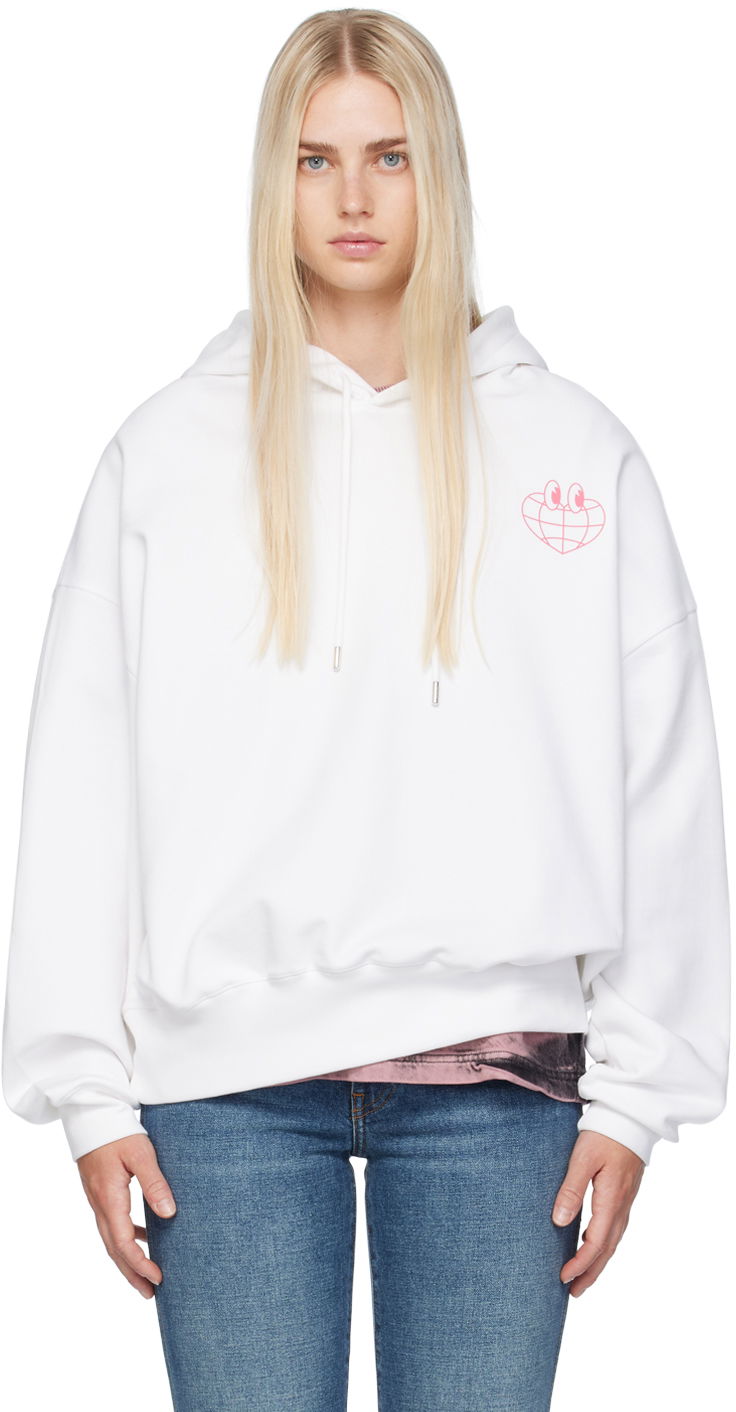 Huppari Moschino Jeans Globe Print Hoodie Valkoinen | 242K11701