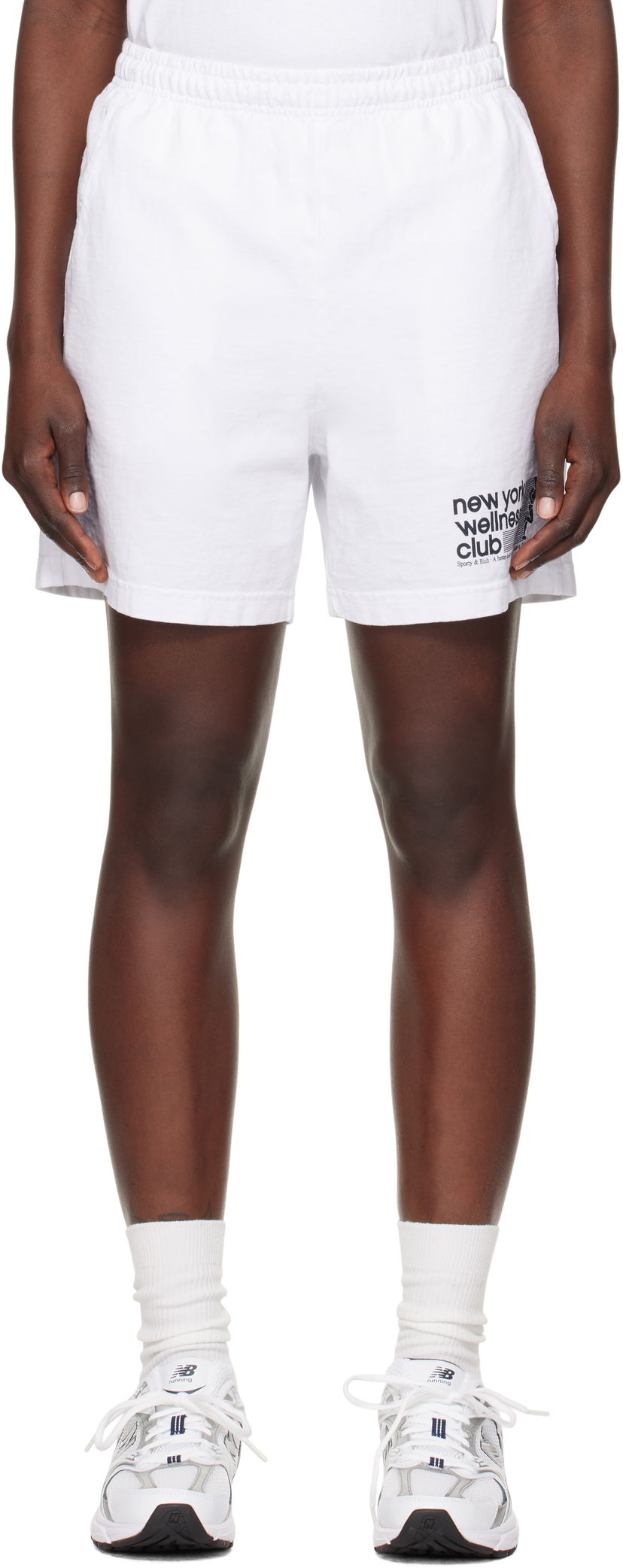 Shortsit Sporty & Rich 'Wellness Club' Shorts Valkoinen | SH039506128WH01