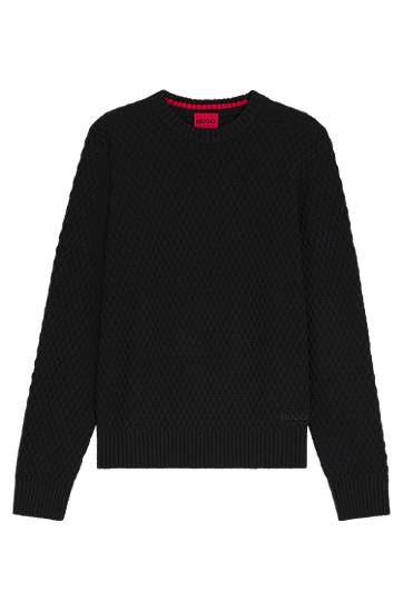 Villapaita BOSS Cotton sweater with 3D knit structure Musta | 50546995