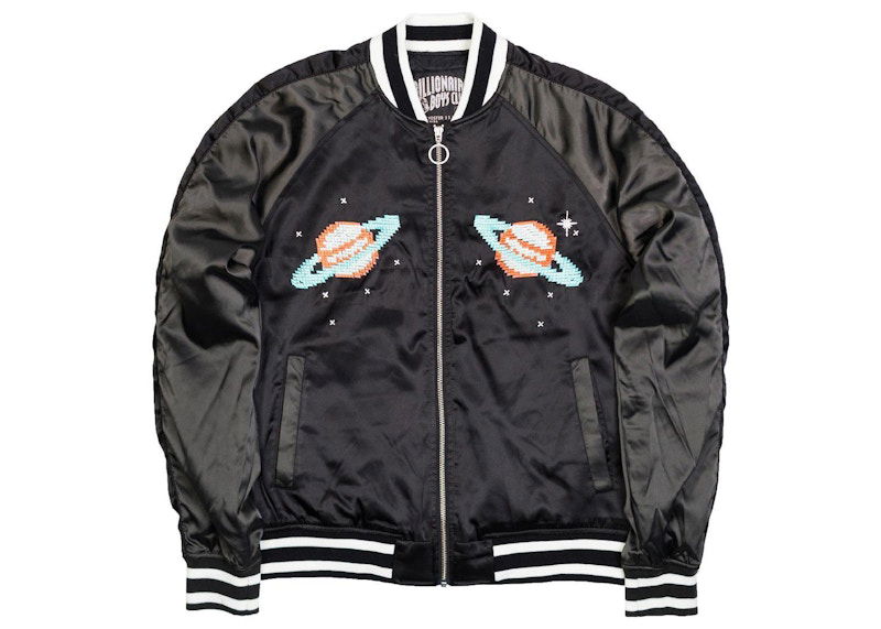 Bomber-takki BILLIONAIRE BOYS CLUB Billionaire Boys Club Pixelated Planets Satin Bomber Jacket Musta | 8718401BLK
