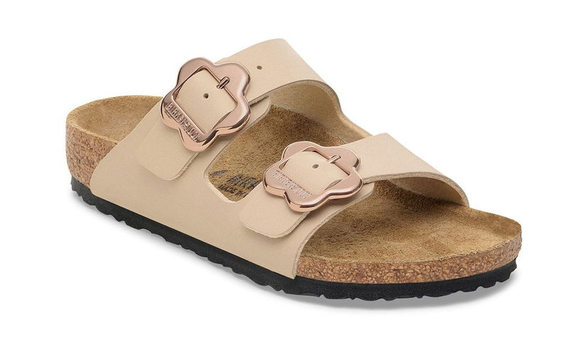 Tennarit ja kengät Birkenstock Arizona Flower Buckle Birko-Flor Narrow Fit Sandal Beige | 1030419