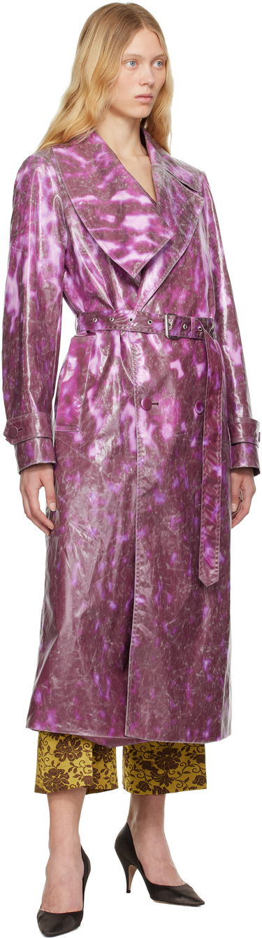 Sadetakki Dries Van Noten Dries Van Noten Double-Breasted Trench Coat Violetti | 251-010213-1108, 3