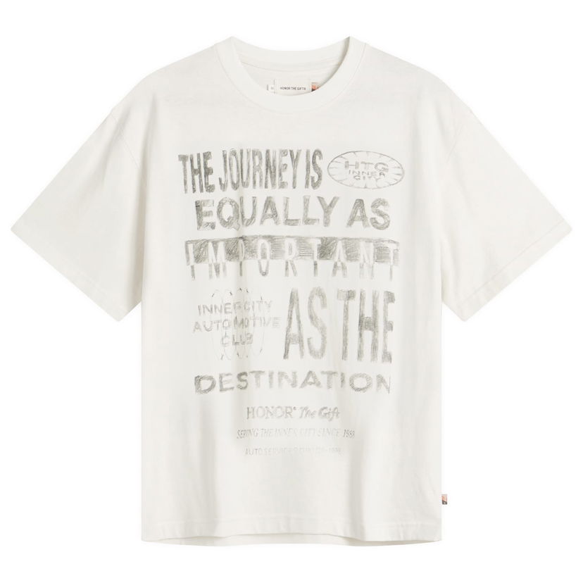 T-paita Honor The Gift Travelled Journey Graphic T-Shirt, Size Large Valkoinen | HTG250146-WHT