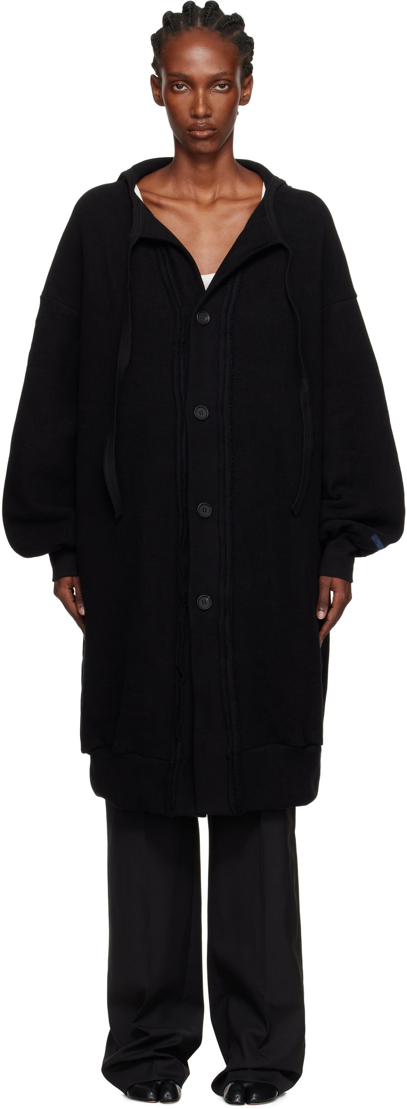 Takki Yohji Yamamoto YOHJI YAMAMOTO Jersey Twill Button Cardigan Musta | FM-T86-002
