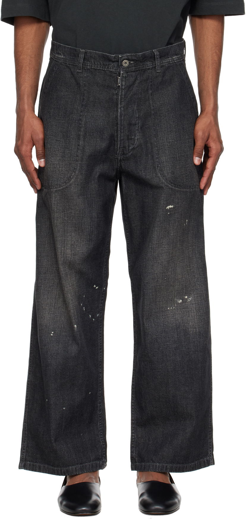 Jeans Maison Margiela Maison Margiela Distressed Wide-Leg Jeans Musta | S50KA0693 M30025