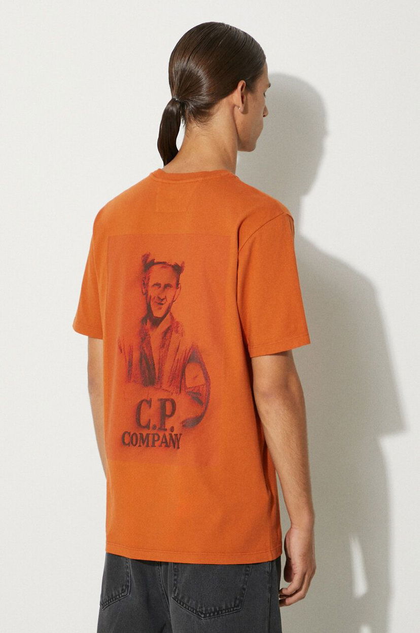 T-paita C.P. Company 24/1 Jersey Pencil Effect Graphics T-Shirt Ruskea | 17CMTS242A005431G