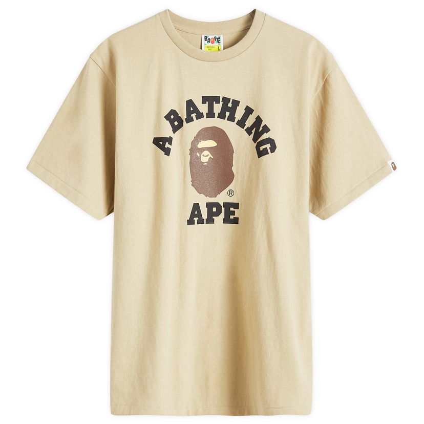 T-paita BAPE A Bathing Ape College T-Shirt Beige | 001TEK301001M-BGE