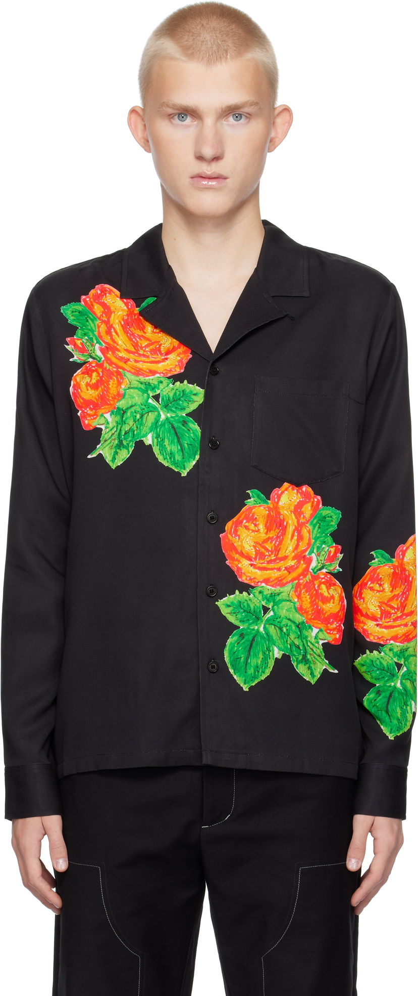 Paita Soulland Floral Print Shirt Musta | 42076-1313