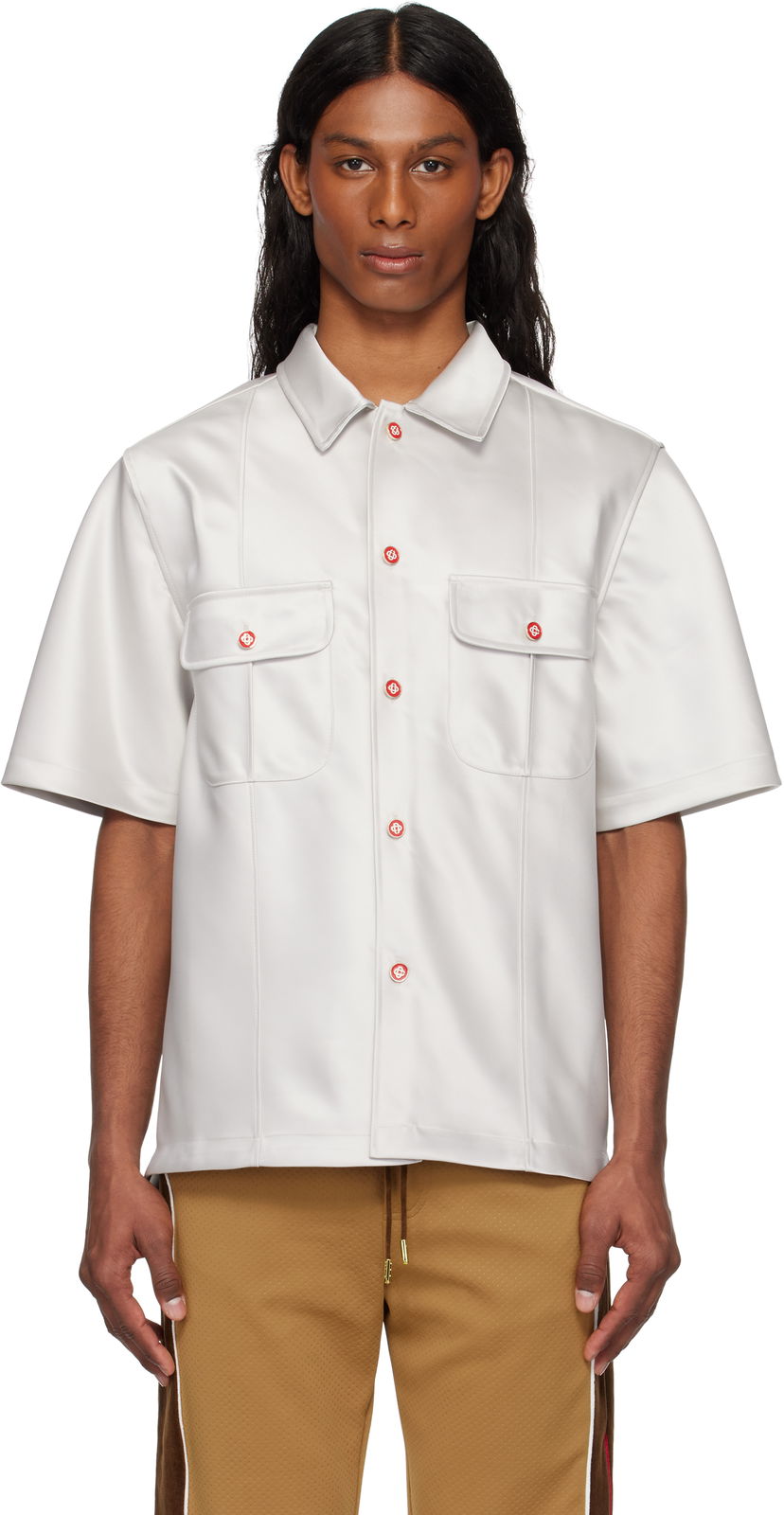 Paita Casablanca Casablanca Short Sleeve Satin Shirt Valkoinen | MS25-SH-169-01