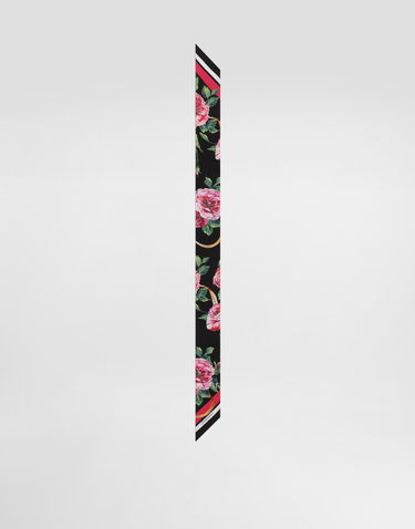 Huivi Dolce & Gabbana Dolce & Gabbana Rose-Print Twill Headscarf Musta | FS215AGDCUOHD5JA, 0