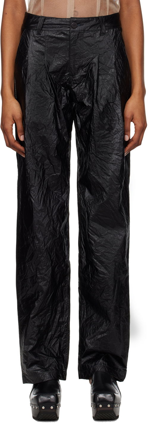 Housut Eckhaus Latta Pleated Trousers Musta | 9016-EL-SS24-O -