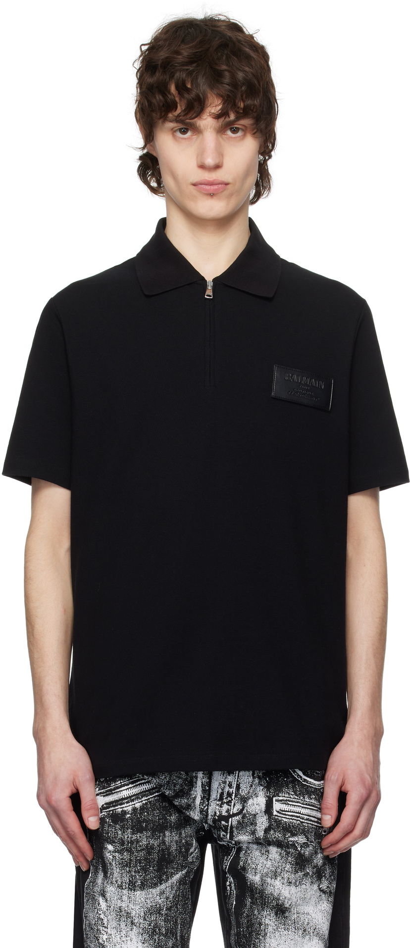 Poolopaita Balmain Balmain Logo Patch Polo Musta | EH1GC027BC92