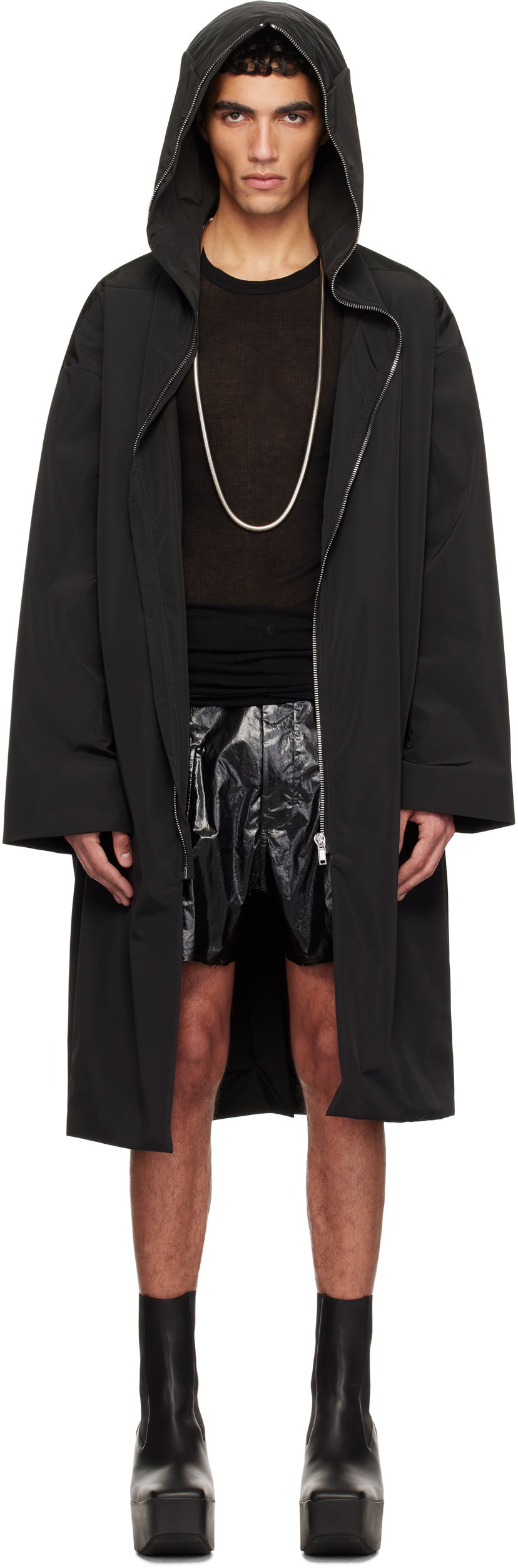 Sadetakki Rick Owens Rick Owens Hooded Gimp Coat Musta | RU01E5969 MB