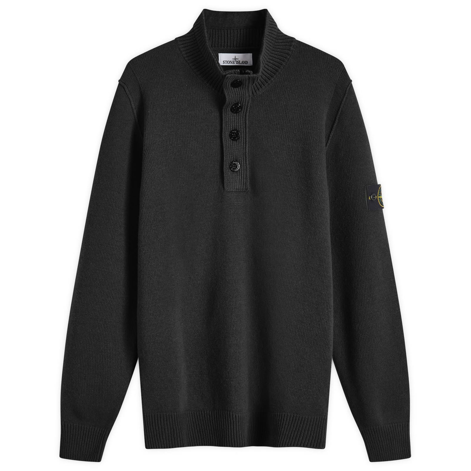 Villapaita Stone Island Lambswool Quarter Button Knit Musta | 8115540A3-A0029, 0