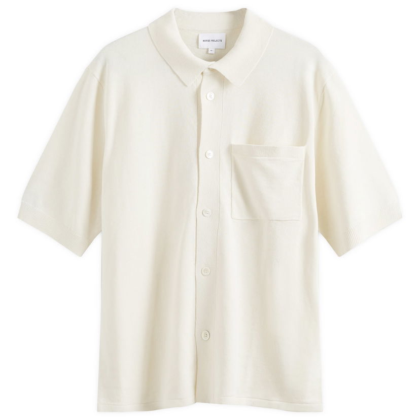 Poolopaita NORSE PROJECTS Rollo Full Button Knit Polo Valkoinen | N45-0572-0219