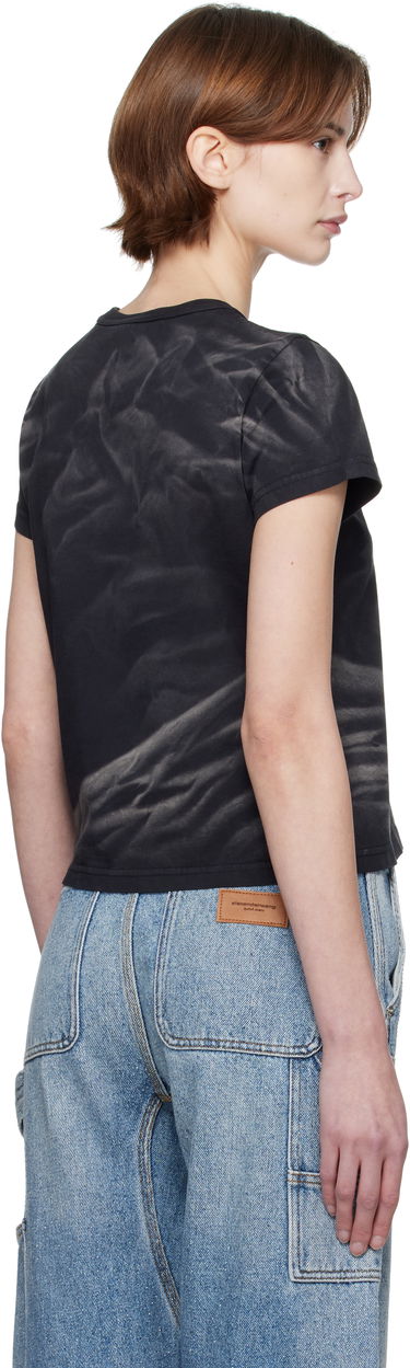 T-paita Alexander Wang Alexander Wang Distressed Logo Shrunken T-Shirt Musta | 1CC1251990, 2