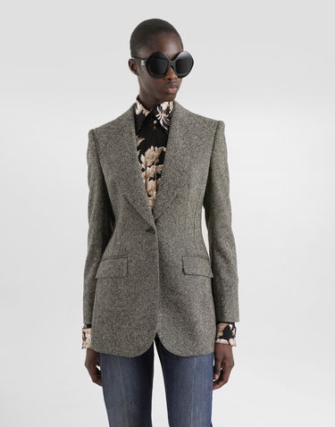 Takki Dolce & Gabbana Dolce & Gabbana Single-Breasted Dotted Wool Jacket Harmaa | F29QGTFMBARS8030, 3
