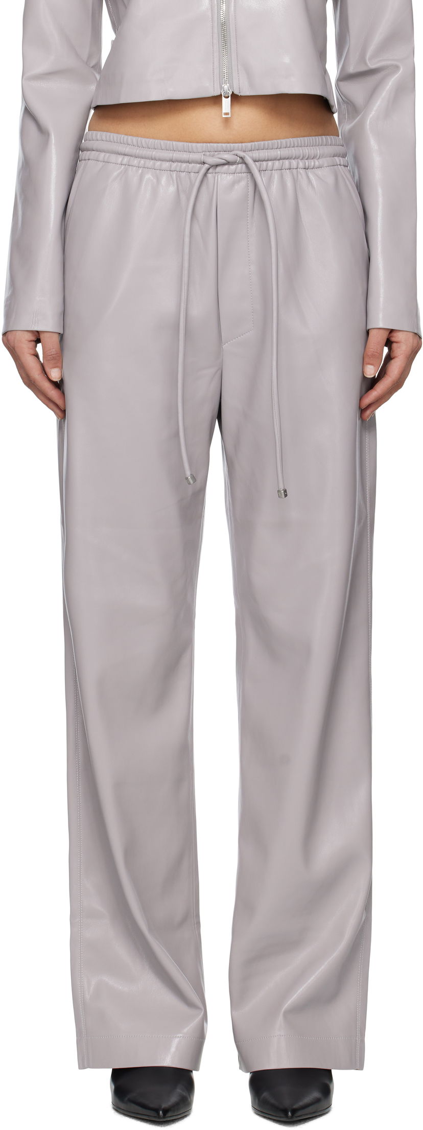 Housut Nanushka Nanushka Calie Faux Leather Trousers Harmaa | NW25RSPA06492