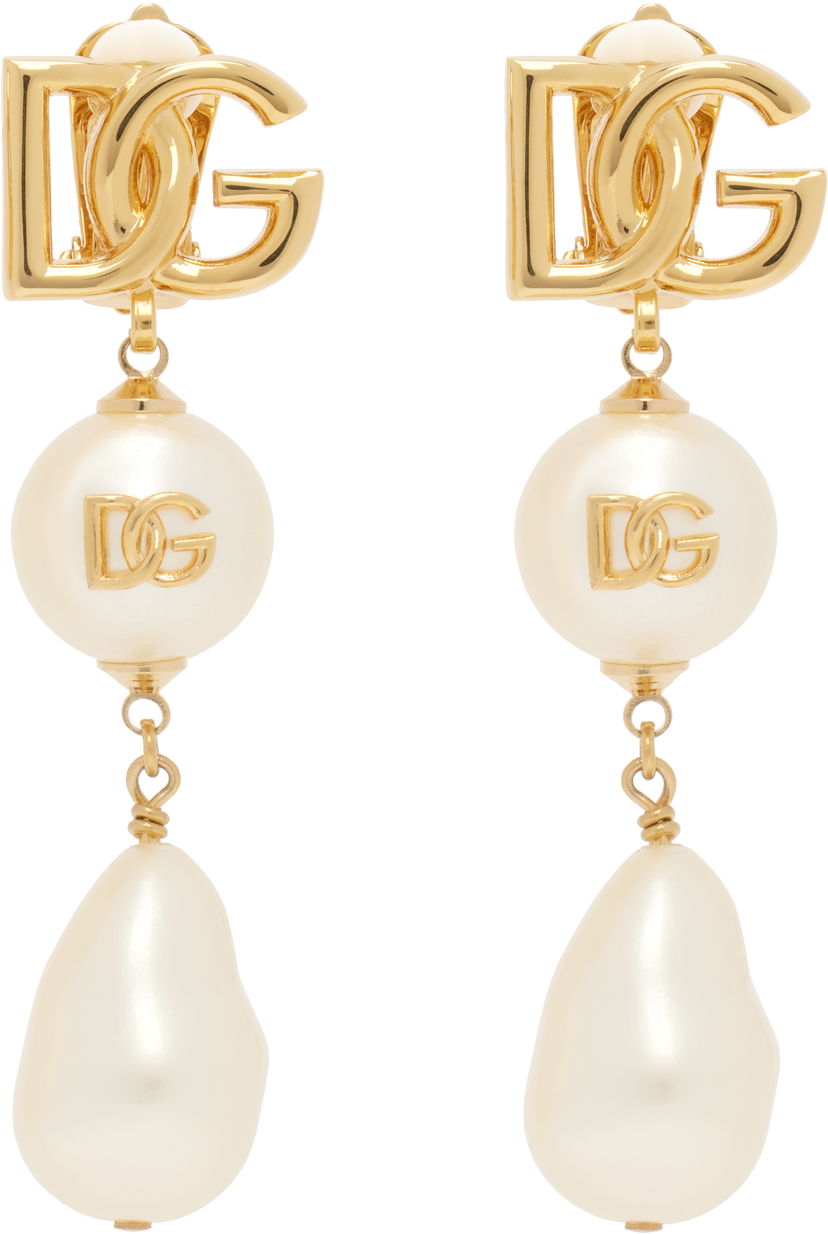 Korvakorut Dolce & Gabbana Dolce&Gabbana 'DG' Logo Clip-on Pearl Earrings Metallinen | WER2Y2 W1111