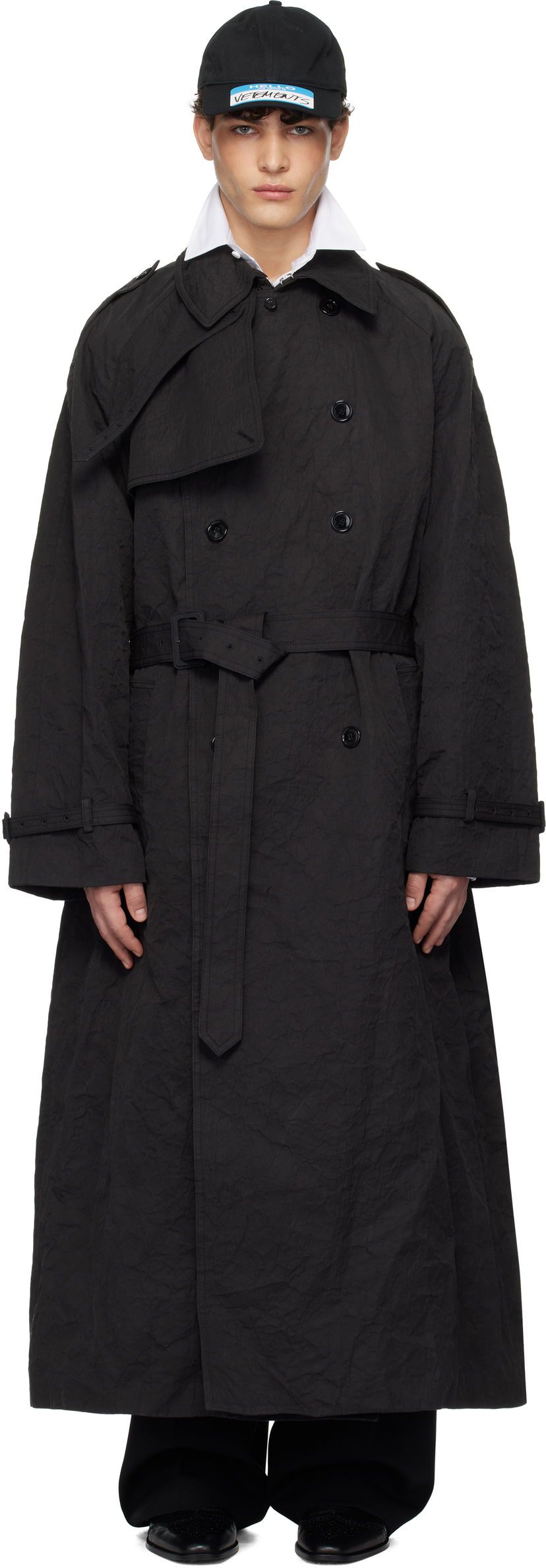 Trenssitakki VETEMENTS Metalized Wrinkled Trench Coat Musta | UA66CO100B