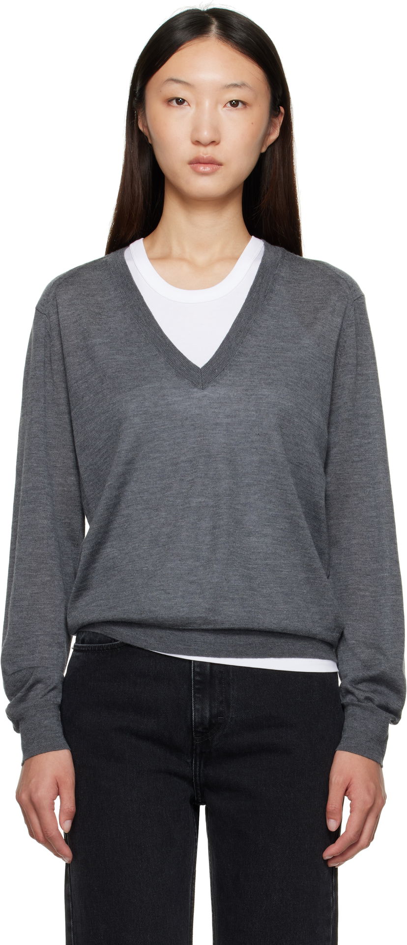 Villapaita Loulou de Saison Loulou de Saison Julio Cashmere V-Neck Sweater Harmaa | JULIO
