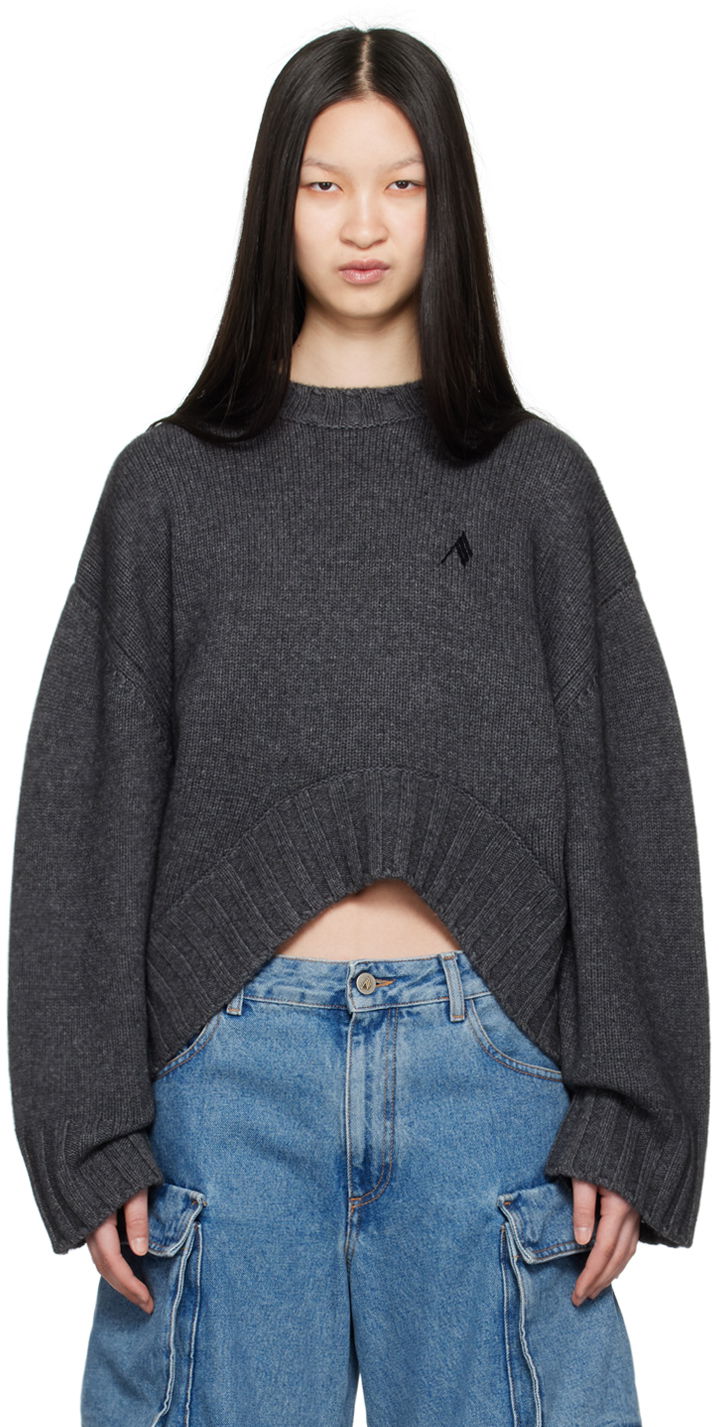 Villapaita The Attico Attico Embroidered Cropped Sweater Harmaa | 248WCK107 KW046