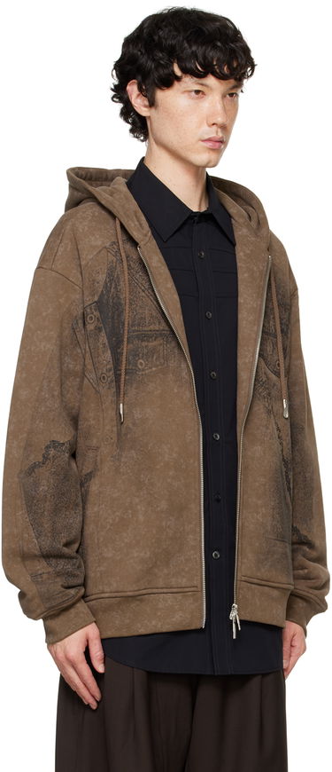 Huppari Feng Chen Wang Feng Chen Wang Deconstruction Print Zip Hoodie Ruskea | FUF18HD02, 1