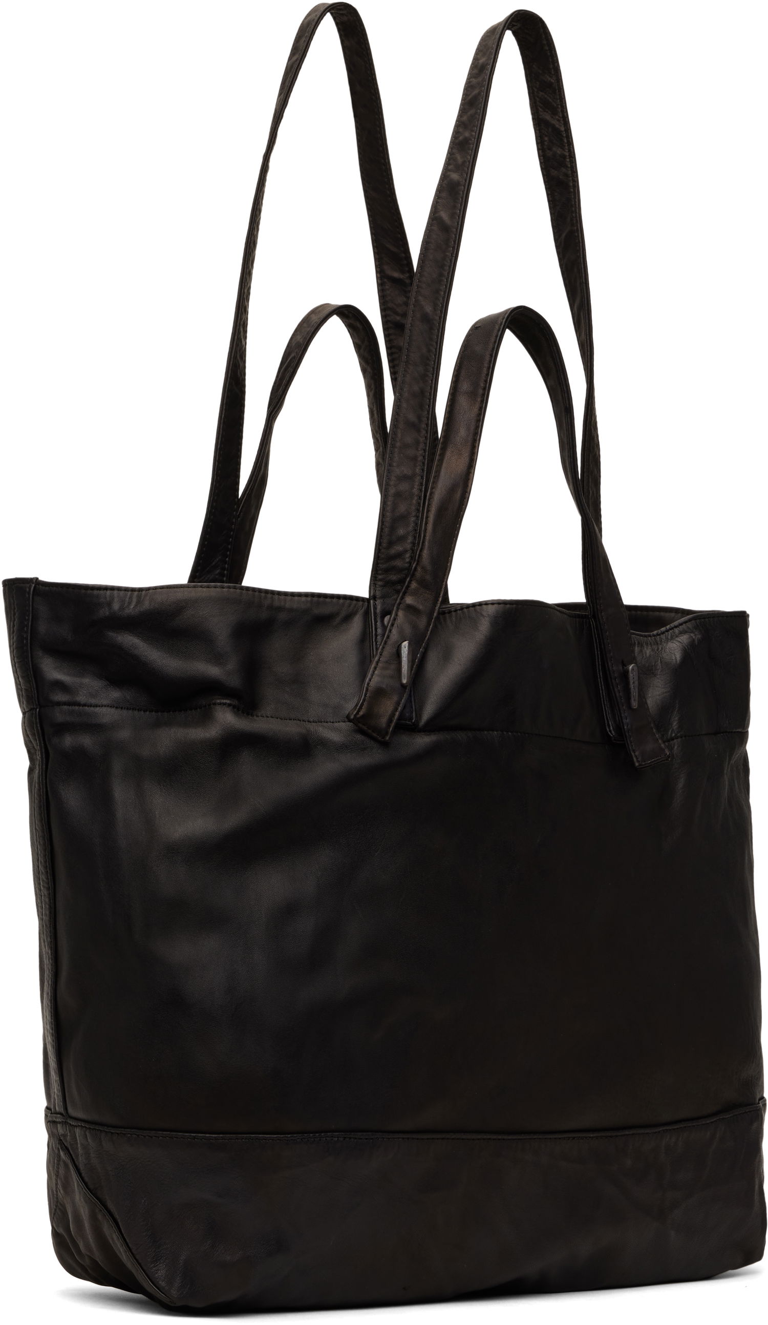 Kangaskassi Yohji Yamamoto YOHJI YAMAMOTO Horse Double Handle Leather Tote Musta | HP-I01-770, 1