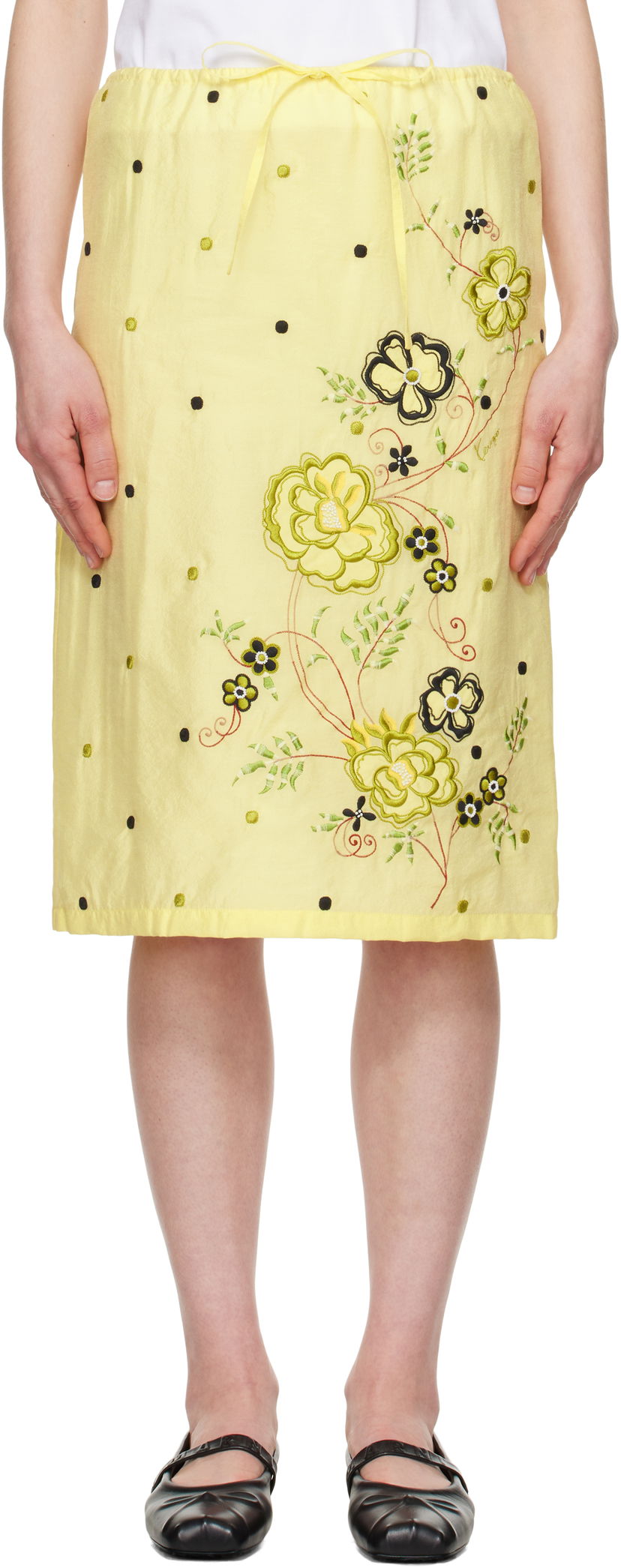 Hame KENZO Kenzo Paris 'KENZO Peonies' Embroidered Straight Midi Skirt Keltainen | FF52JU3029CD