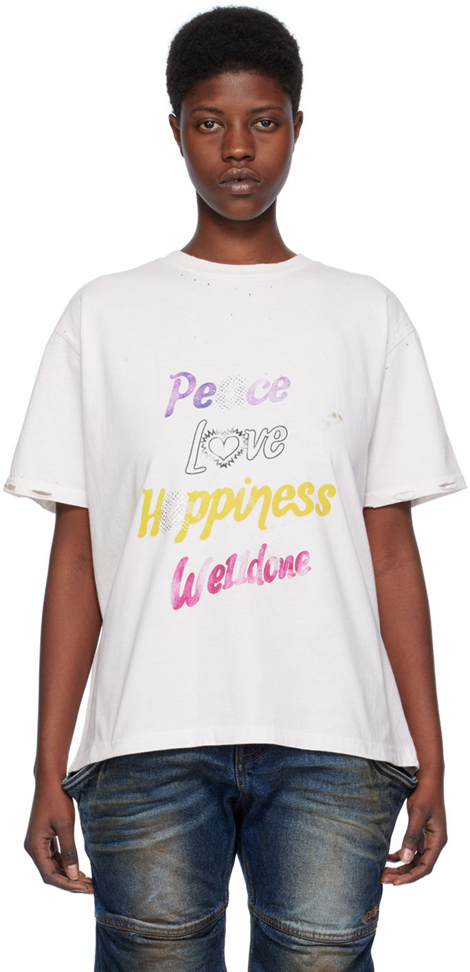 T-paita We11done We11done Lettering Distressed T-Shirt Valkoinen | WD-TT0-24-705-U-WH