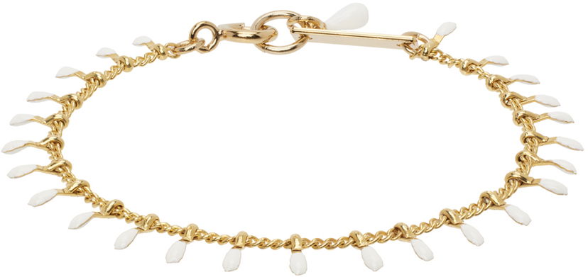 Rannerengas ISABEL MARANT Gold Chain Bracelet With White Charms Valkoinen | BR0003FA-A3B01B