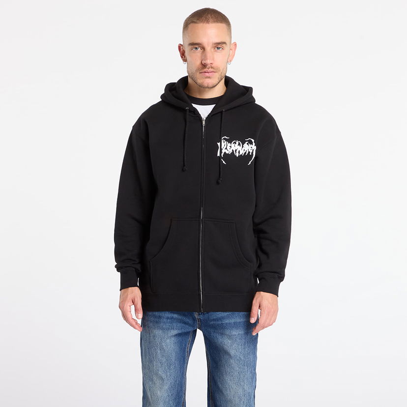 Huppari Pleasures Pond Zip Hoodie Musta | P25F072-BLACK
