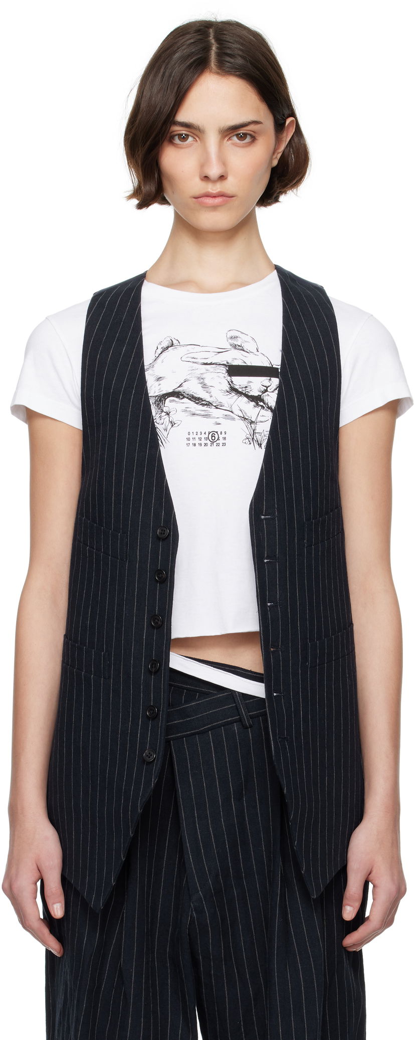 Liivi R13 R13 Pinstripe Elongated Vest Tummansininen | R13WR400-R513A