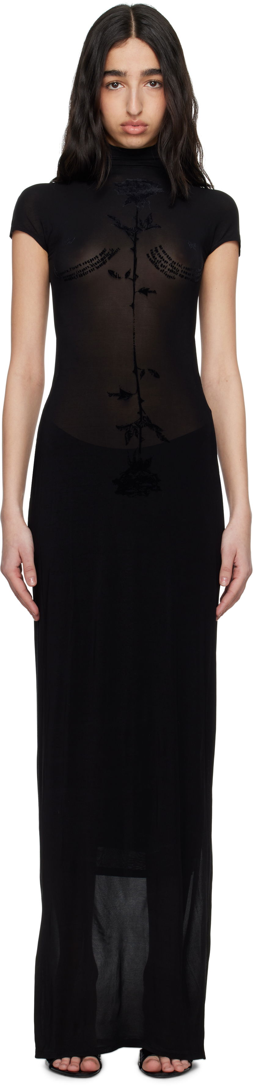 Mekko Jean Paul Gaultier Jean Paul Gaultier Viscose Jersey Maxi Dress Musta | 25/34-F-RO389I-J082-00
