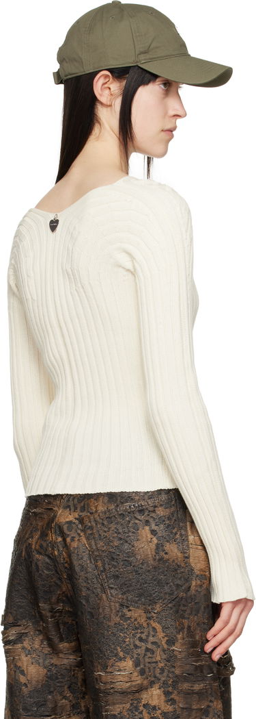 Villapaita Acne Studios Acne Studios Button-Up Rib Knit Cardigan Valkoinen | A60556-, 2