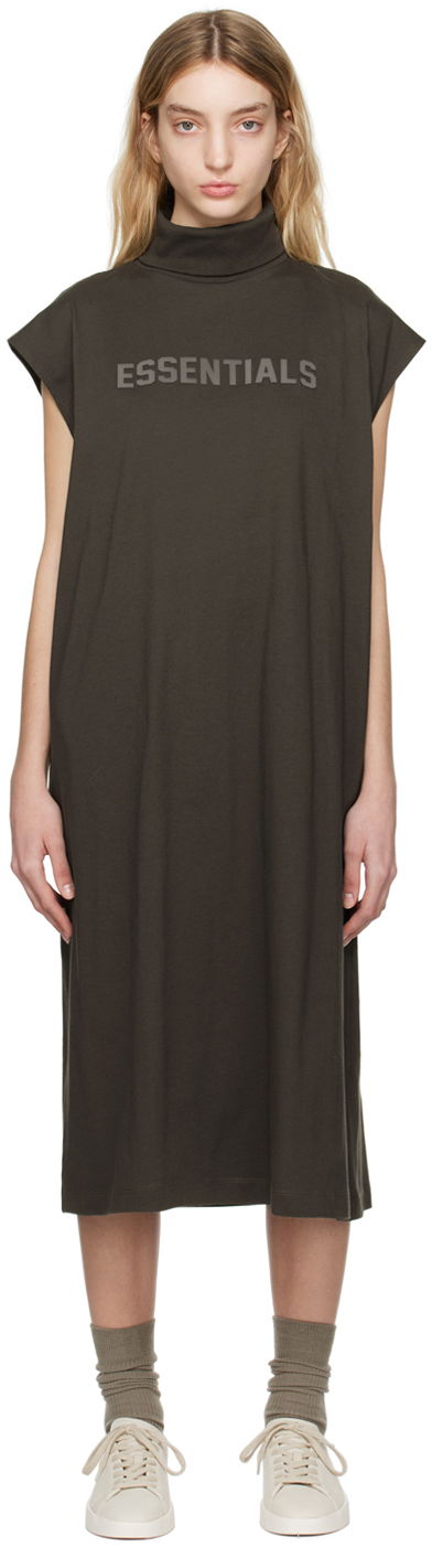 Mekko Fear of God ESSENTIALS Sleeveless Turtleneck Midi Dress Ruskea | 125BT225030FW