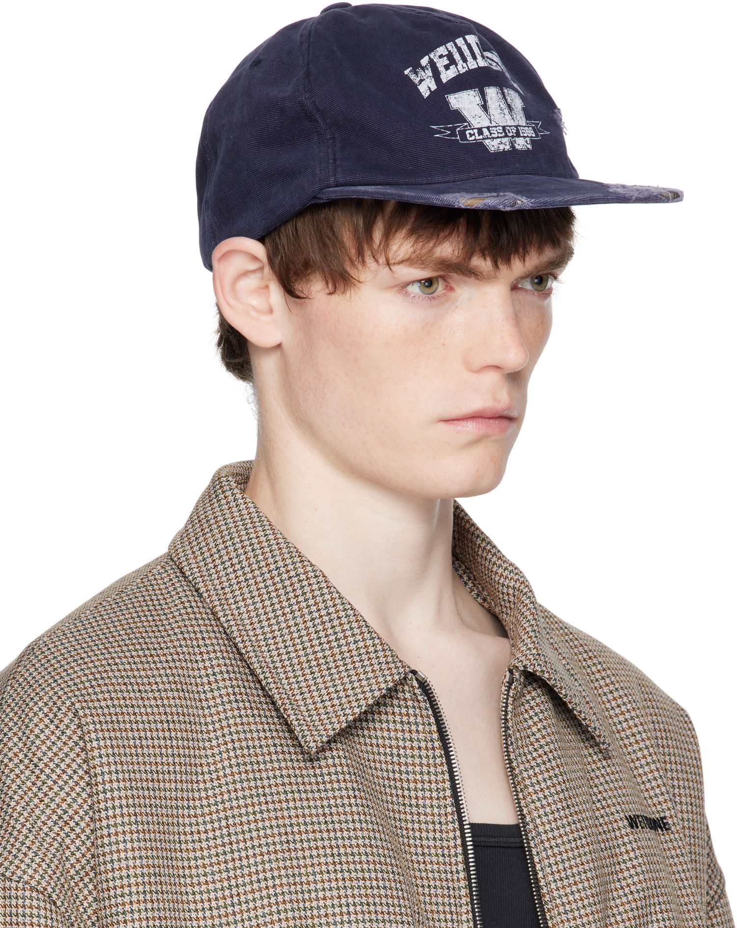 Korkki We11done We11done Distressed Collegiate Cap Tummansininen | WD-AH2-25-407-U-NV, 1