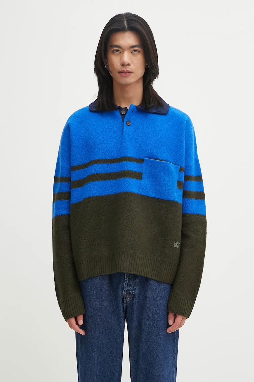 Villapaita Wales Bonner Wales Bonner Calm Polo Sweater Sininen | UA25KN15.WO15.750