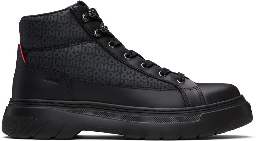 Tennarit ja kengät BOSS HUGO Printed-Logo Faux-Leather Boots Musta | 50552644