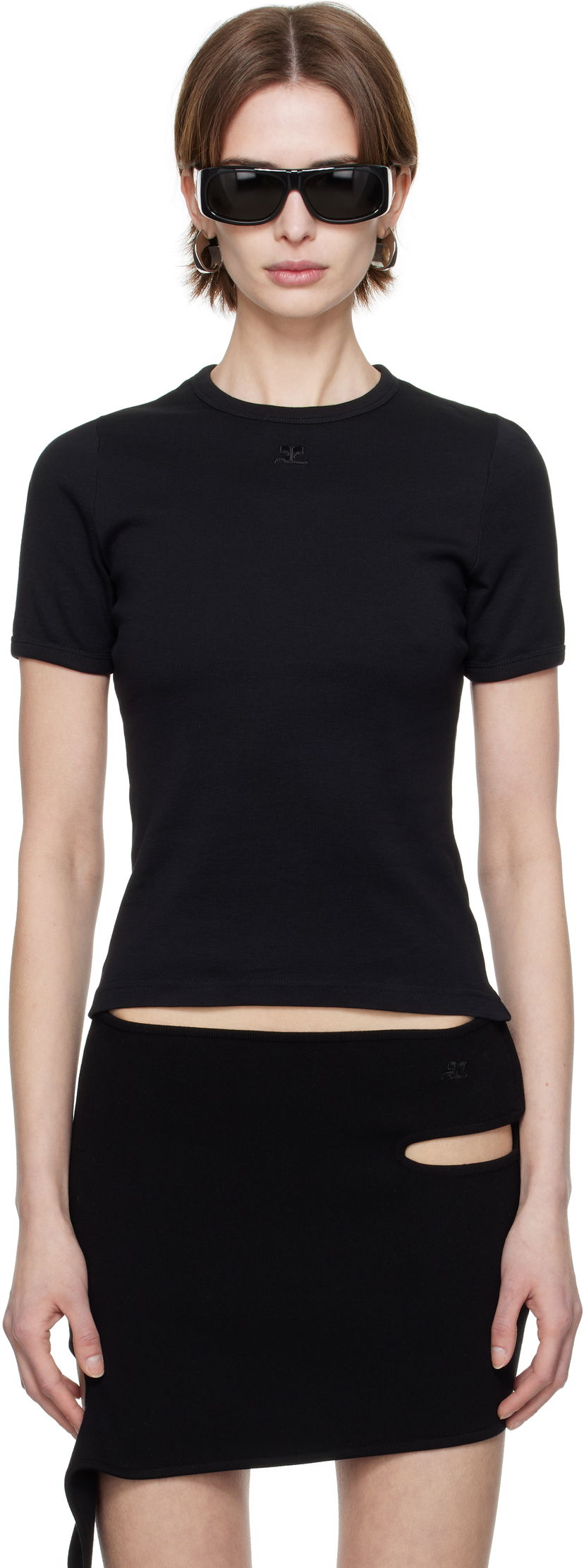 T-paita Courrèges Courrèges Heritage Slim-Fit T-Shirt Musta | 125JTS017JS0203