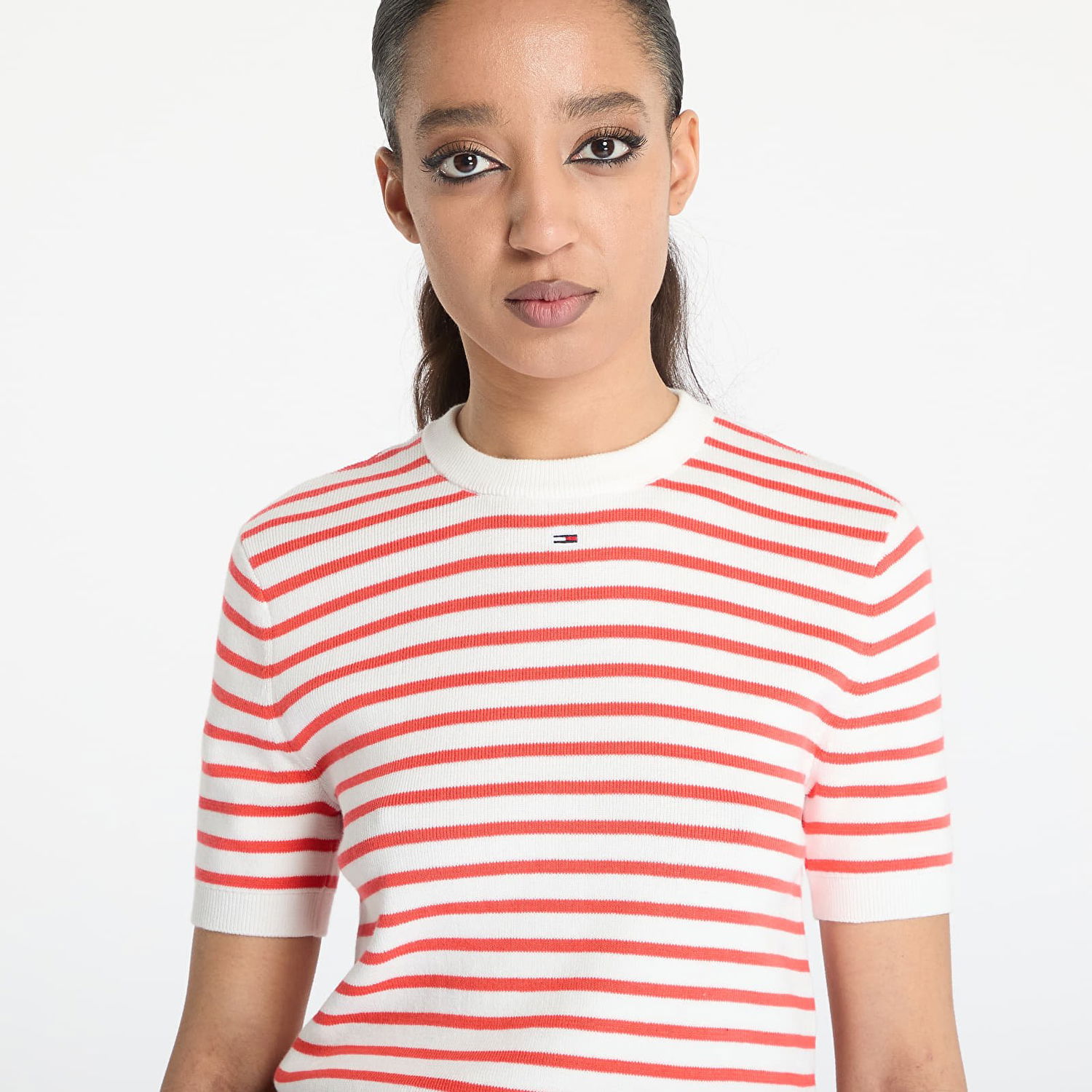 T-paita Tommy Hilfiger Tommy Jeans Essential Short Sleeve Striped Sweater Valkoinen | DW0DW19336 0EX, 1