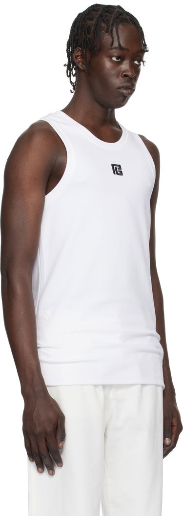 Tankkitoppi Balmain Embroidered Logo Tank Top Valkoinen | EH1EB003BC87, 1