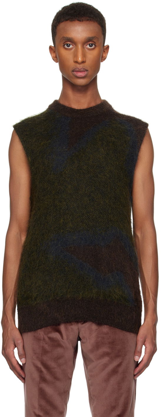 Villapaita Paul Smith Paul Smith Photogram Leaves Sleeveless Sweater Ruskea | M1R-928Y-N02512-73